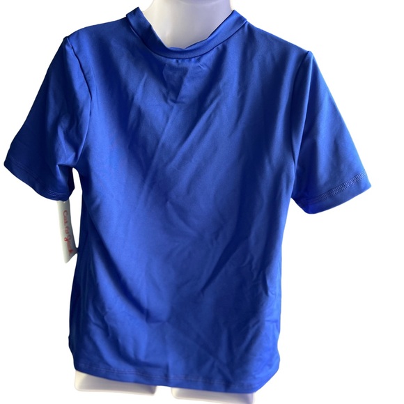 Cat & Jack Boys S 6/7 Short Sleeve Swim Top Blue - Picture 2 of 2